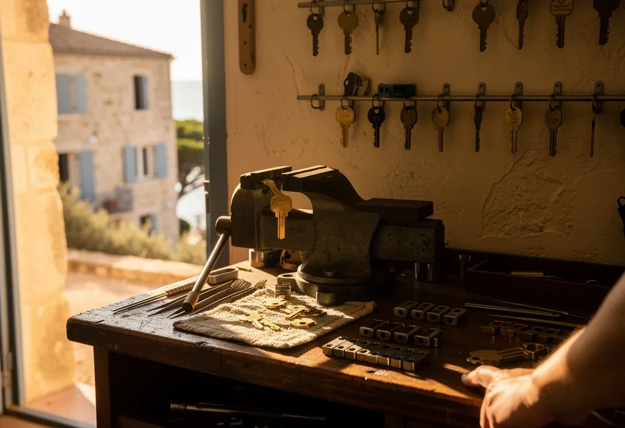 L'établi de l'atelier du serrurier de Canet-en-Roussillon